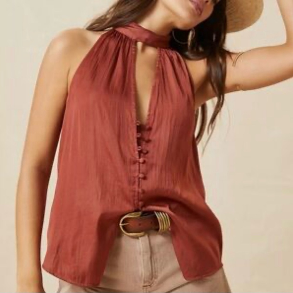 Anthropologie Elegant Rust/copper Halter Top